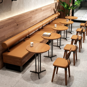 Modern Wood Restaurant <b>Sofa</b> Set with Dining <b>Table</b> and Chair for Hotel and Apartment Use - Product Image 1