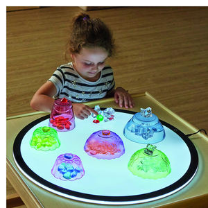<span class=keywords><strong>Table</strong></span> lumineuse sensorielle ronde pour enfants, boîte à lumière LED Montessori, activité en bois pour la maternelle, mobilier préscolaire, boîte à lumière - Product Image 1