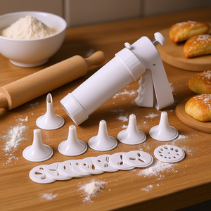 Prensa para repostería con 10 discos moldeadores y 6 boquillas para hornear y repostería - Product Image 3