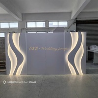 BK-148 Panel de Fondo de PVC para Escenario de Boda, Diseño 3D Multicapa, Ondulado, Blanco, con Luces LED
