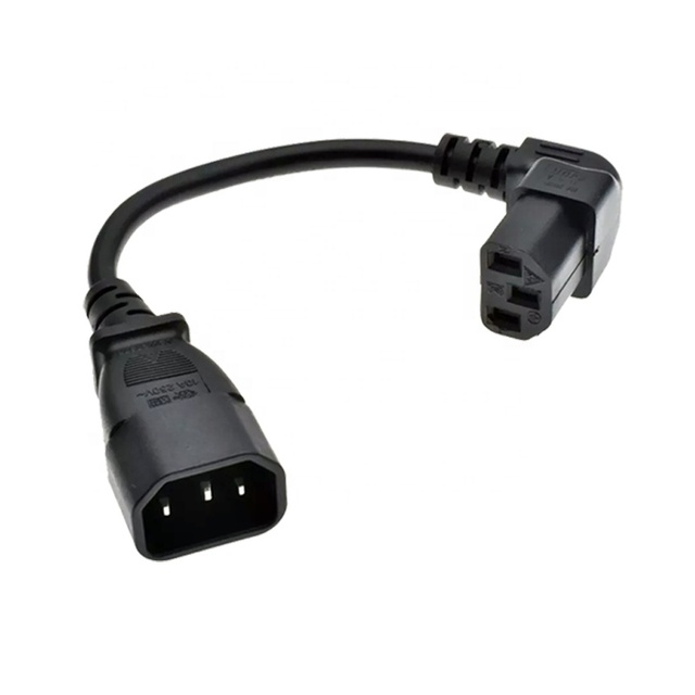 IEC320 C14 Male to IEC Female Plug PDU/UPS Extension Power Cable Connector with 90 Degree Right Angle Up/Down C13 Female PLug