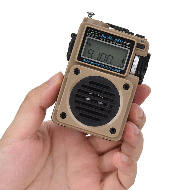 OEM Logo Portable Radio Mini Pocket FM AM MW SW WB Full Band Receiver LCD Screen Music Player Support BT MP3 TF-Card Loudspeaker