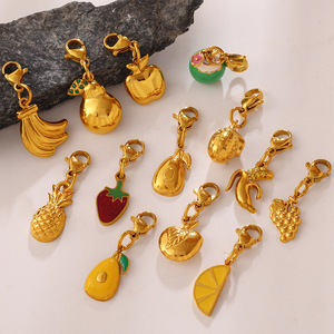Colgante de Oro de 18K Serie Frutas: Piña, Plátano, Fresa, <span class=keywords><strong>Manzana</strong></span> - Charm Hecho a Mano DIY - Product Image 1