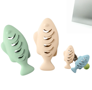 Jouets en forme de boule de menthe pour chat, nettoyage des dents et jouets à lécher à la menthe, jouet interactif en silicone en forme de poisson mignon pour chats - Product Image 1