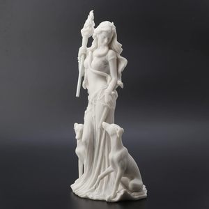 Escultura de Resina de la Diosa Griega de la Magia <span class=keywords><strong>Hécate</strong></span> con sus Perros, Diseño Veronese, 13 3/8 Pulgadas, con Acabado Blanco Mármol - Product Image 6