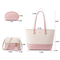 Tas Selempang Wanita Kulit PU Desainer Grosir 3pcs/set, Set Tas Tangan dan Dompet Mewah, Tas Tote Wanita Stylish