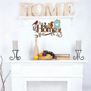 En gros, Niche à oiseaux en métal avec lettres HOME, Décoration murale artisanale en fer pour intérieur et extérieur - Product Image 4