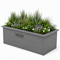 SEEYES Bac à plantes rectangulaire gris personnalisé en métal galvanisé, grand pot de fleurs d'extérieur, jardinière commerciale pour jardin, direct usine