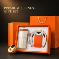 Coffret Cadeau Premium Exécutif : Gobelet Intelligent à Affichage de Température et Masseur Cervical, Logo Personnalisé, Cadeaux d'Entreprise