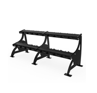 Équipement de stockage pour centre de fitness, musculation, haltérophilie, rack à haltères hexagonales à 2 niveaux pour le rangement des poids