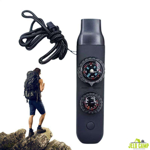 صافرة نجاة متعددة الوظائف 7 في 1 مع مصباح LED وبوصلة ومقياس حرارة وعاكس ومرآة وعدسة مكبرة للإنقاذ - Product Image 1