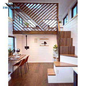 Mini Casa <span class=keywords><strong>su</strong></span> <span class=keywords><strong>Ruote</strong></span> con Rimorchio e Struttura in Acciaio Leggero, Casa Modulare Prefabbricata Standard AU/UE/USA - Product Image 3