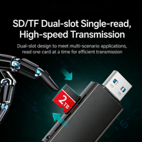Lector de Tarjetas 2 en 1 USB 3.0 Tipo C de Plástico Gris al por Mayor, Conector Dual, Puente de Datos SuperSpeed, Adaptador de Tarjetas de Memoria Externa SD TF