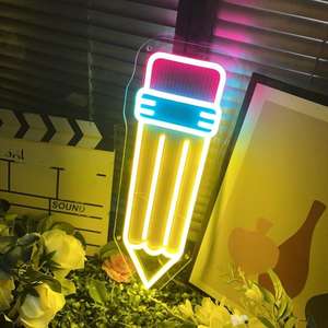 Règle lumineuse LED néon pour enfants, papeterie d'anniversaire, décoration murale pour salle de classe et dortoir, enseigne lumineuse néon en forme de crayon - Product Image 3