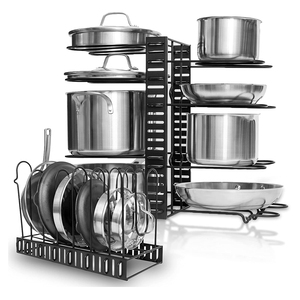 Adjustable Kitchen Pot Holder Pan Organizer Shelf Rack Pots And Pans Organizer For Cabinet