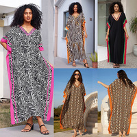Nouvelle Robe Longue de Plage Ample en Rayonne Grande Taille Style Européen et Américain 2024 pour Vacances, Cache-Maillot Uni à Motif Dégradé