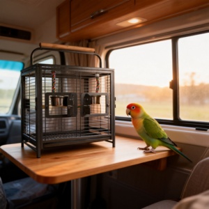 Foldable Iron Bird <strong>Cage</strong> Travel Carrier Portable Lightweight Easy to Assemble Simple Design for Parrots Budgies Lovebirds - Product Image 1