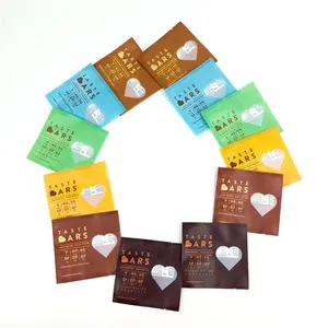 Small plastic Mini Sample Sachet With Custom printed Clear window For Gummies Baby Candy, Cookies, Belts Packing Sachet Bag