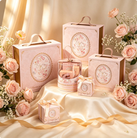 Boîte cadeau vide de luxe de style français, en papier recyclé mat, avec poignée portable, pour cadeaux de mariage, dragées, emballage personnalisé