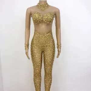 Novance – vêtements pour femmes 2022, body brillant en diamant doré à manches longues, livraison directe