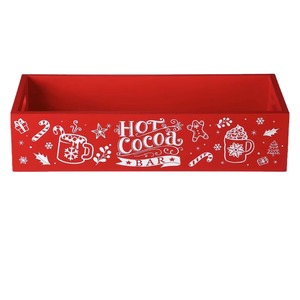 Caja de Almacenamiento Navideña Roja Rectangular Grabada con Diseño de Barra de Chocolate Caliente, Decoración de Escritorio, Capacidad de 6-10L - Product Image 5