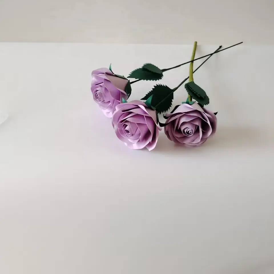 2024 nouvelle conception 3D pas cher papier fleur bouquet violet papier rose mariage papier fleur