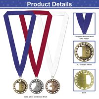 Médailles personnalisées découpées en 3D - Or Argent Bronze Bleu Rouge Blanc 1er 2ème 3ème place Logo Métal Rubans de cou Souvenir