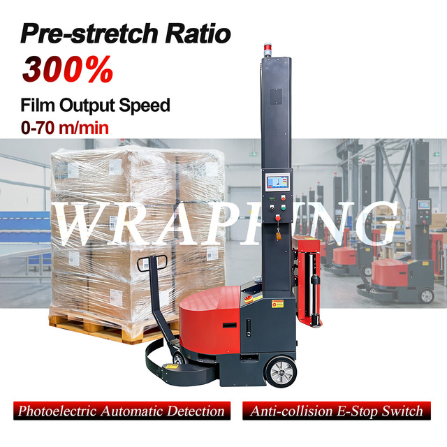 Intelligent PLC Control Self-propelled Portable Robot Stretch Wrapping Machinery Robot Pallet Wrapper