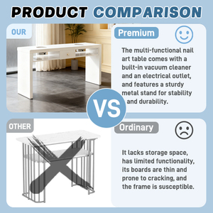 Secador de uñas blanco de madera profesional, estación de Spa de esmalte, mesa de <span class=keywords><strong>escritorio</strong></span> de uñas de manicura de doble Plaza con colector de polvo para salón de uñas - Product Image 5