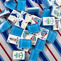 Set Ubin Mahjong Amerika Terinspirasi Laut, Tema Laut, Ubin Resin dengan Pola Mercusuar, Ekor Paus, dan Perahu Layar untuk Hadiah Pesta