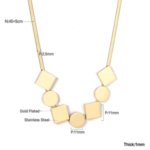 Hot Sale Waterproof Women Jewelry <b>Titanium</b> Steel Geometric square Round Charms Necklace - Product Image 5