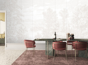 Mural <span class=keywords><strong>de</strong></span> Pared Personalizado en Tono Neutro Estilo <span class=keywords><strong>Toile</strong></span> <span class=keywords><strong>de</strong></span> <span class=keywords><strong>Jouy</strong></span>, Arte Mural <span class=keywords><strong>de</strong></span> Paisaje Forestal Monocromático para Espacios Comerciales, Duradero y No Tóxico - Product Image 4