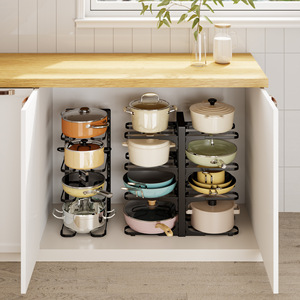 Multi Tier Pot Rack Cabinet Organizer 3 Tier <b>Standing</b> Kitchen Storage Rack For Cookware <b>Pan</b> Holder Countertop Sink Storage - Product Image 1