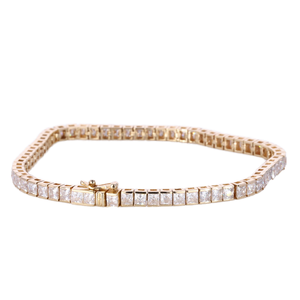 Bracelet Tennis Unisexe Hip Hop en Or Plaqué Or 14 carats avec Diamants de Laboratoire Carrés Maître-œuvre Taille Princesse 4*4 mm - Product Image 1