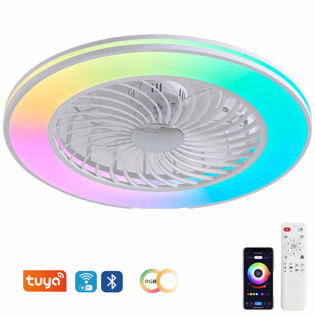 RGB Smart LED Ceiling Fan Light 5 Blades DC Motor 6-speed Wind Level Modern Design Dimmable High CRI 95 Smart Life Low Noise