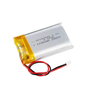 Small 3.7v lithium ion battery rechargeable polymer battery 102540 1100mah flat battery for smart devices