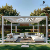 Pavillon de jardin en aluminium robuste avec rideaux et moustiquaire pour cuisine extérieure, barbecue, fête, loisirs, patio, cour arrière