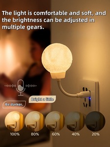 Lampe de chevet USB <span class=keywords><strong>à</strong></span> capteur sonore, <span class=keywords><strong>veilleuse</strong></span> <span class=keywords><strong>à</strong></span> lumière lunaire, petite lampe de nuit <span class=keywords><strong>à</strong></span> <span class=keywords><strong>brancher</strong></span> pour chambre <span class=keywords><strong>à</strong></span> coucher - Product Image 6