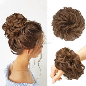 <span class=keywords><strong>Chignon</strong></span> bouclé naturel et volumineux en gros, <span class=keywords><strong>chignon</strong></span> désordonné, cheveux synthétiques avec attache en élastique pour les mariages - Product Image 2
