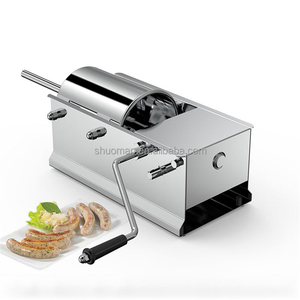 Nouvelle machine à farcir les saucisses manuelle en acier inoxydable SHUOMAN, 5 L, commerciale/retail, quatre tubes, certifiée CE, pousseur de saucisses - Product Image 4