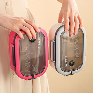 Boîte à lunch en plastique grande capacité 40 oz, compatible micro-ondes, à un seul niveau, tout-en-un, anti-fuite, chauffable, portable, pour une fraîcheur optimale - Product Image 2