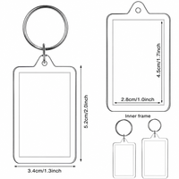 12'li Paket 2x3 İnç Boş Akrilik Fotoğraf Anahtarlıkları Şeffaf Çift Taraflı Resim Eklemeli Anahtarlık DIY El İşi İçin