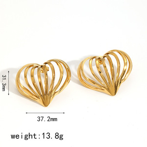 Heart-Shaped Stainless Steel <b>Stud</b> Earrings Gold <b>Silver</b> For Women Gift Fashion Jewelry - Product Image 4