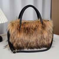 Sac à main en peluche automne/hiver 2025 pour femme, sac à bandoulière haut de gamme à la mode avec deux sangles, sac bandoulière en fausse fourrure, sac en toile transfrontalier