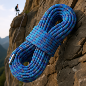 Corde d'escalade dynamique 10,2 mm 50 m en fibre pour l'escalade, la descente en rappel et l'évasion, avec mousquetons en acier, tension 25 kN - Product Image 2