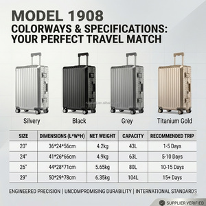 Ensemble de valises de voyage en aluminium de haute qualité, valises à roulettes en aluminium et PC, bagages entièrement en aluminium - Product Image 2