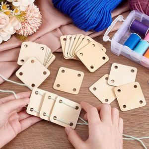 12pcs Wooden <b>Weaving</b> Cards for Hand <b>Loom</b> Craft Tools 4-Hole Tablet <b>Weaving</b> Blank Cards and Pieces for Creative Woodworking - Product Image 1