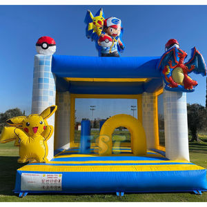 Moonwalk commercial gonflable <span class=keywords><strong>Pikachu</strong></span> dessin animé thème videur château plein d'entrain PVC sautant gonflable maison de rebond à vendre - Product Image 1