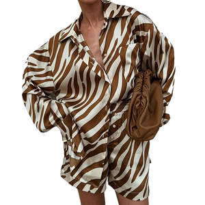 <span class=keywords><strong>Completo</strong></span> Due Pezzi da <span class=keywords><strong>Donna</strong></span> Personalizzato all'Ingrosso, <span class=keywords><strong>Camicia</strong></span> Stampata con <span class=keywords><strong>Pantaloncini</strong></span> a Vita Elastica, Outfit Casual alla Moda - Product Image 5