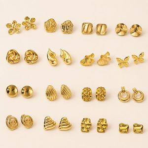 Boucles d'oreilles tendance en acier inoxydable plaqué or 18 carats, motif cœur en métal, imitation perle, non décolorantes, délicates, style lave irrégulière - Product Image 2